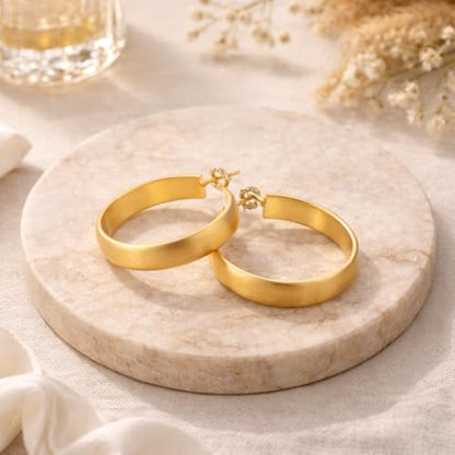 14K Gold Hoop Earrings for Women Chunky Large Gold Earrings 40mm | 14 carat 14 kt 14k solid gold hoop earrings