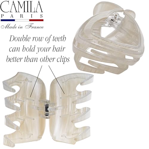Camila Paris CP3648 French Octopus Hair Clip, 3.25" Large Claw Clips for Thick Hair, Girl Octopus Claw Clip for Women, Strong No-Slip Grip, Wide Jaw Clips for Women, Made in France - color: Beige 3.5"