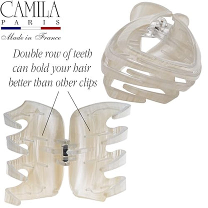 Camila Paris CP3648 French Octopus Hair Clip, 3.25" Large Claw Clips for Thick Hair, Girl Octopus Claw Clip for Women, Strong No-Slip Grip, Wide Jaw Clips for Women, Made in France - color: Beige 3.5"
