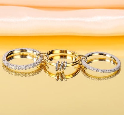 COOSLIM Gold Stackable Rings for Women Non Tarnish, Dainty Stackable 18k Gold Plated Interlocking Ring Stack Set CZ Cubic Zirconia Rings, Gold Knuckle Women Rings Set - color: gold sliver-1, size: 10