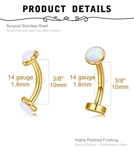 MODRSA Gold Belly Button Ring Dangle Belly Rings Silver Pink Dangling Dangly Belly Button Piercing Hypoallergenic Surgical Steel Opal Butterfly Navel Rings for Women Cute Dainty Navel Jewelry - color: E1- Mix opal 5pcs- gold