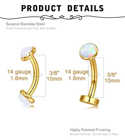 MODRSA Gold Belly Button Ring Dangle Belly Rings Silver Pink Dangling Dangly Belly Button Piercing Hypoallergenic Surgical Steel Opal Butterfly Navel Rings for Women Cute Dainty Navel Jewelry - color: E1- Mix opal 5pcs- gold