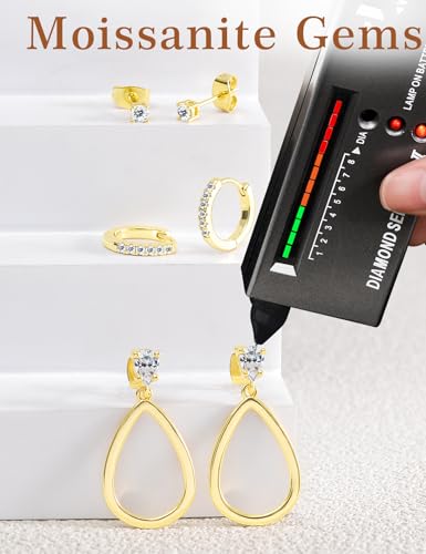 Mossanite 925 Sterling Silver Pendant and Earring Set Hypoallergenic Silver Earrings - color: 14K Gold