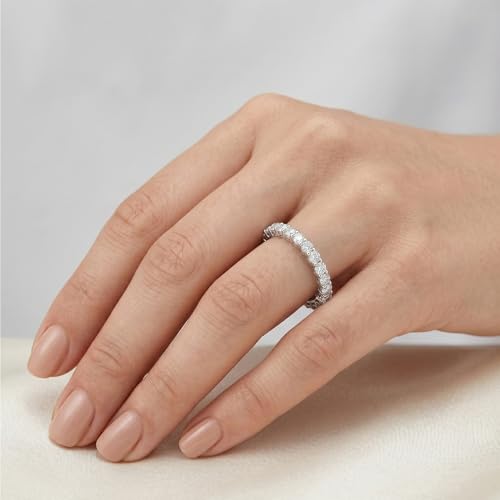Eternity Engagement Wedding Bands Ring Gold Plated Stackable 3mm Size 4-9 - color: Silver