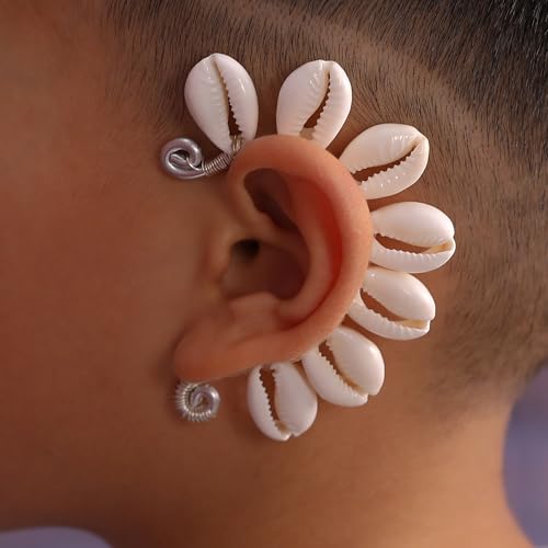 Wellike Gold Ear Cuffs For Women Non Piercing Single Clip On Earrings 18k Gold/Silver Plated Handmade Cuff Earrings Hypoallergenic Waterdrop Cowrie Shell Jewelry - color: KKWE098-S