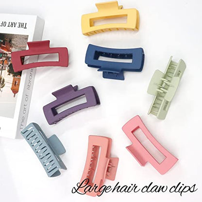 Hair Clip, 8PCS Large Colorful Square Claw Clips for Thick Thin Curly Long Hair, Strong Hold, Nonslip, Pastel Matte, 4.1 Inches, Women Girls, Gift | Banana clips, 4.3 inch, strong hold, pastel matte, 8 colors, gift set, daily use, for thick thin curly hai