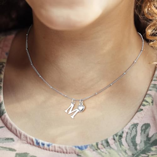 Heart Initial Necklaces for Girls, Letter A-Z Silver Necklace | Silver Plated, Heart Initial Necklaces for Girls, Necklace for Women, Teen Girl Gifts, Dainty Heart Necklaces, Birthday Gifts - color: C