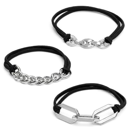 Bracelet Hair Ties With Black Elastic, Looks Cute On Your Wrist And Great In Your Hair from Maya J (Silver, Metal accents) HT33W - color: Silver, Metal Accents