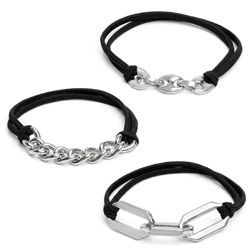 Bracelet Hair Ties With Black Elastic, Looks Cute On Your Wrist And Great In Your Hair from Maya J (Silver, Metal accents) HT33W - color: Silver, Metal Accents