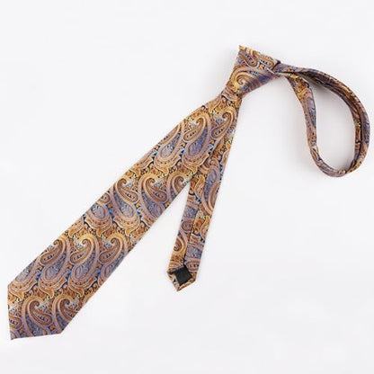 Alizeal Mens Gradient Paisley Necktie and Pocket Square Set | Elegant Design Perfect for Weddings Banquets Business Formal Events - color: 143-yellow Orange+blue