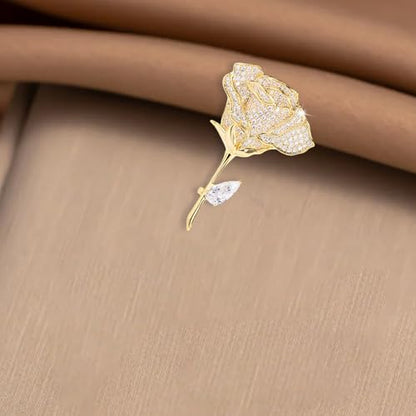 Rhinestone Flower Brooch Cute Floral Crystal Pearl Brooches and Pins for Women Gold brooch Fashion Jewelry for Women Men Gift - color: Golden rose