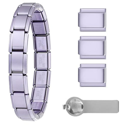 papasgix Italian Charm Bracelets, 9mm Italian Charm Bracelet Links | 9mm Stainless Steel Italian Charms, Detachable Personalized - color: Matte Purple