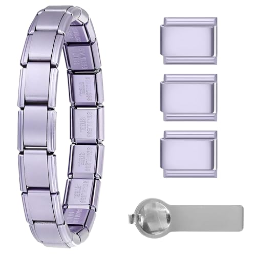papasgix Italian Charm Bracelets, 9mm Italian Charm Bracelet Links | 9mm Stainless Steel Italian Charms, Detachable Personalized - color: Matte Purple