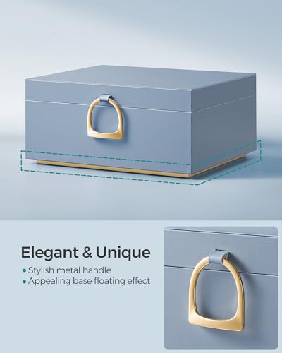 SONGMICS 2-Layer Jewelry Box, Jewelry Organizer with Handle, Removable Jewelry Tray, Jewelry Storage, Floating Effect, 8.1 x 9.4 x 4.3 Inches, Gift Idea, Misty Blue UJBC165Q01 - color: Misty Blue