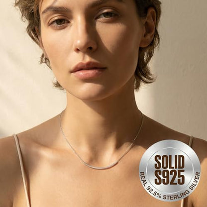 SLUYNZ Solid 925 Sterling Silver Minimalist Bar Choker Necklace for Women Teens Curved Tube Bar Pendant Necklace - color: A-Sterling Silver