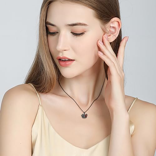 Halloween Necklace 925 Sterling Silver Black Rose Rib Cage Heart Pendant Necklace Halloween Jewelry Gifts for Women Gothic Party - style: Cage Heart