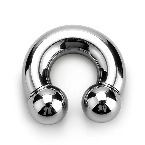 G23 Titanium Septum Ring Horseshoe Pincher Spike Nose Piercing Jewelry | 00/0/2/4/6/8/10/12G Circular Barbell Stretched Body Piercing Jewelry for Women Men,ASTM F136 Titanium Earrings, 10/12/16/19mm - color: Titanium-Horseshoe Balls, size: 00G(10mm)-19mm