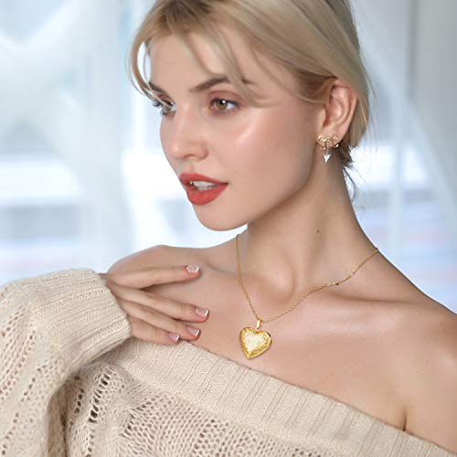 U7 Women Locket Necklace, Heart Photo Lockets Hold Picture, Gift Box Packed | Gold/Silver/Rose Locket Charm, Custom Picture and Engravement Heart Pendant, 20" Chain, Personalized Gift for Mom Wife Friend - color: 03# Rose Gold*2 Heart