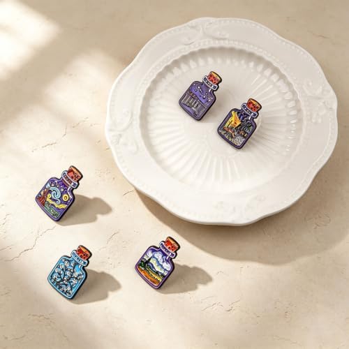 2/4/5/20pcs Funny Enamel Pins Bulk - Aesthetic Hard Enamel Lapel Pins Set, Art Brooches for Backpacks, Jackets, Hats, Bags, Lanyards, Cute Animal Pins for Adults, Kids, Women, Men - style: 5pcs Art Bottle