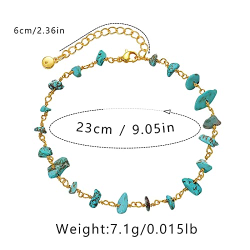 Ankle Bracelets for Women 18K Gold Plated Anklet for Women Gold Charm Anklet Waterproof Summer Beach Foot Chain Jewelry Gifts - style: Turquoise