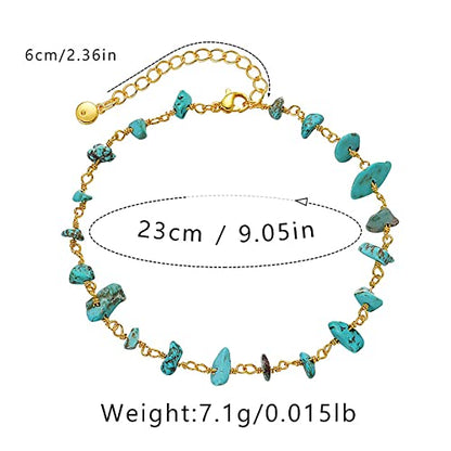 Ankle Bracelets for Women 18K Gold Plated Anklet for Women Gold Charm Anklet Waterproof Summer Beach Foot Chain Jewelry Gifts - style: Turquoise