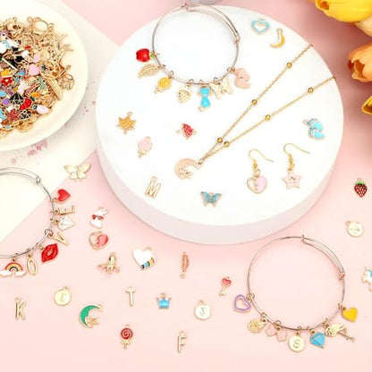 304Pcs Gold Charms for Jewelry Making, Assorted Bracelet Letter Charms for DIY Jewelry Making Necklace Bracelet, Keychains and Crafts