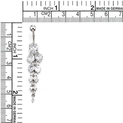COOLSTEELANDBEYOND Belly Button Ring with Multi Cubic Zirconia Dangle, Elegant Crystal Drop Navel Piercing Jewelry