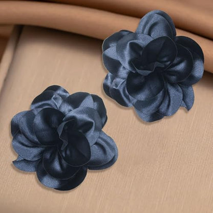 2Pack 6inch Extra Large Satin Brooches Lapel Pins Dainty Elegant Fabric Camellia Rose Flower Brooch Pin for Women Wedding Part Dance Clothes Accessories Jewelry - color: Cyan