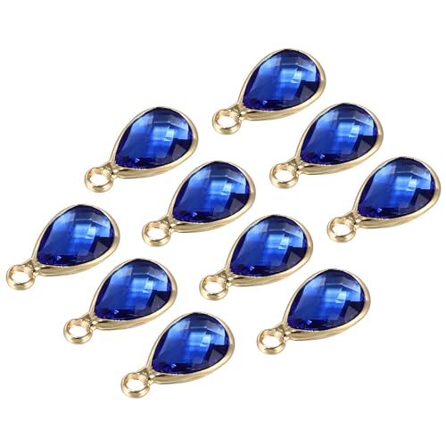 PATIKIL Birthstone Charm Beads Drop Pendant, Handmade Birthstone for Personalized Earrings Bracelet Necklace - color: Dark Blue, size: 0.51" x 0.28"