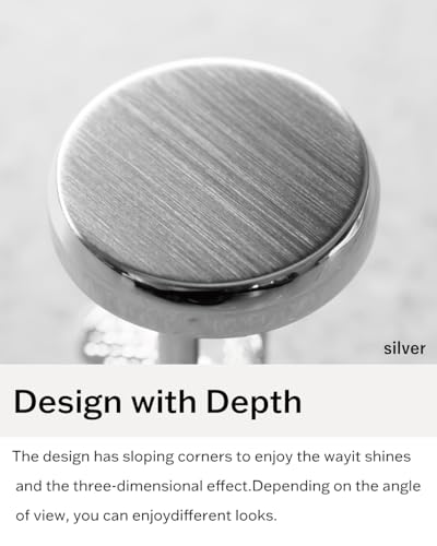 [TAVARAT] Cufflinks for Men cuff links mens classic round shape Black Silver Light Gold Tps-177 - style: silver (Tps-177)