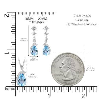 immobird 925 Sterling Silver Infinity Birthstone Jewelry Set Teardrop | Birthstone Necklace and Earring Set, Small Pear-shape Pendant, Drop Earring, Timeless Gift for Her, Daily Wear, Nice Gift Box - color: 11a-Nov.