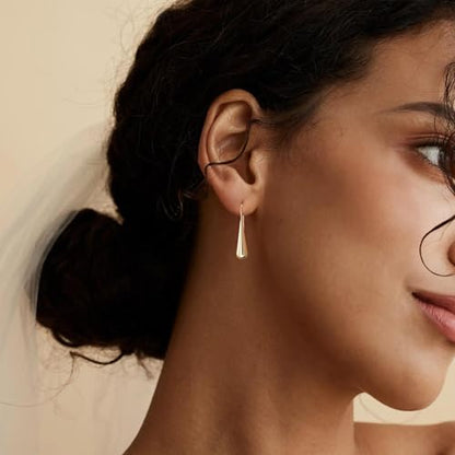 LLWOM Earrings for Women - 14K Gold Plated CZ Teardrop Dangle Earrings | Dangling Earrings for Women Trendy, Hypoallergenic Jewelry Gift for Wedding/Party/Prom/Daily, Elegant Drop Earring Stud - color: Gold Teardrop