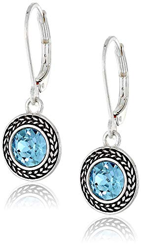 Handmade Sterling Silver Boho Crystal Dangle Leverback Earrings For Women - color: Turquoise