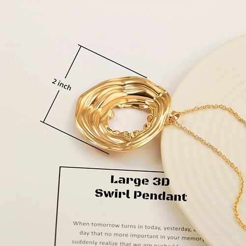 PEARLADA 18k Gold Plated Chain Long Necklace, Boho Sweater Necklace for Women, Geometric Pendant Y Necklace - color: Swirl