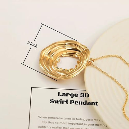 PEARLADA 18k Gold Plated Chain Long Necklace, Boho Sweater Necklace for Women, Geometric Pendant Y Necklace - color: Swirl