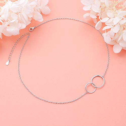Ladytree S925 Sterling Silver Dainty Simple Choker Necklace,Rolo Chain,Adjustable 13 inches to 16 inches - style: 05_ Infinity choker