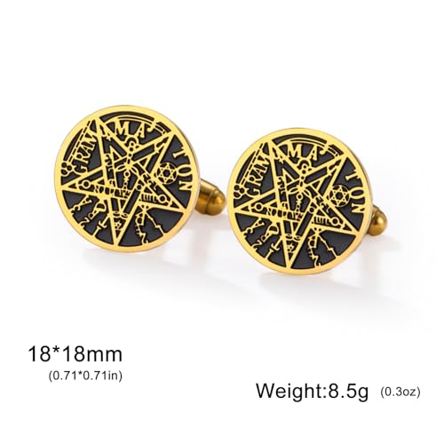 Cufflinks for Men Delicate Stainless Steel Wedding Business Cufflinks Gifts for Groom Husband French Shirt Accessories - style: Solomon's Star-Gold