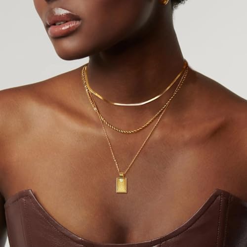 YANCHUN Layered Necklaces for Women Gold Necklace Stack Star Heart Choker Dainty Necklace Love Heart Chain Jewelry Gifts for Women - color: colornam:B1-Gold