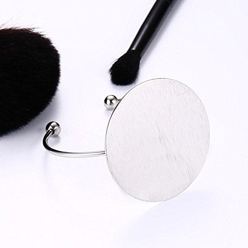 AOCHEE Geometric Circle Bangle Open Brushed Big Round Cuff Wire Bangle Punk Bracelet for Women - color: Silver
