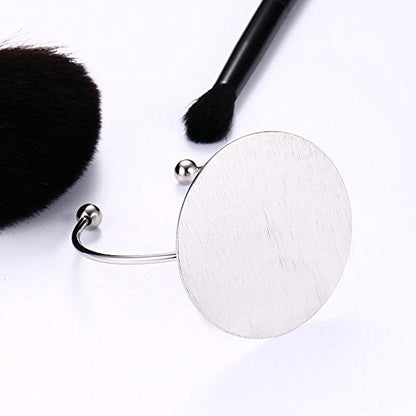 AOCHEE Geometric Circle Bangle Open Brushed Big Round Cuff Wire Bangle Punk Bracelet for Women - color: Silver