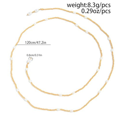 Long Wrap Necklaces for Women Dainty Layered Pearl Chain Necklace Turquoise Wrap Necklaces Long Lariat Necklace Statement Y-shaped Beaded Choker Trendy Costume Jewelry Accessories - color: Silver pearl