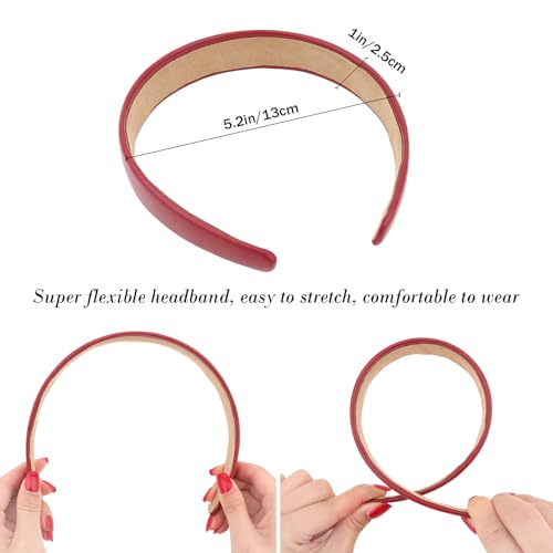 Wecoe 6pcs PU Leather Headband Wide Fashion Head Band for Women Girls | Assorted pastel shades for versatile daily looks, soft inner for cozy wearing