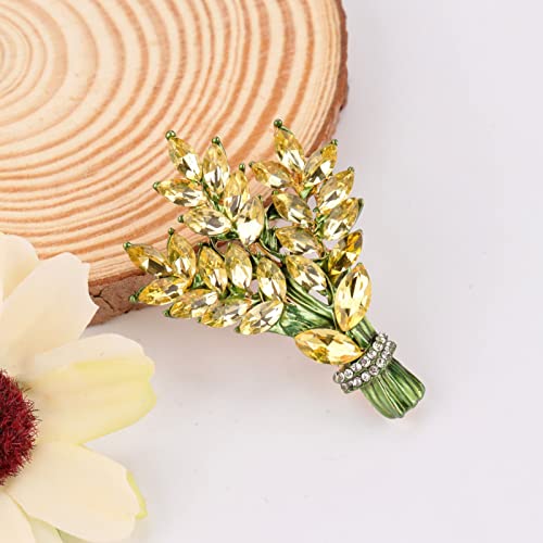 Lavender flower brooch crystal rhinestone tulip brooch elegant accessories jewelry women brooches and pins fashion jewelry wedding flowers lapel pin - color: Yellow