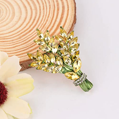 Lavender flower brooch crystal rhinestone tulip brooch elegant accessories jewelry women brooches and pins fashion jewelry wedding flowers lapel pin - color: Yellow
