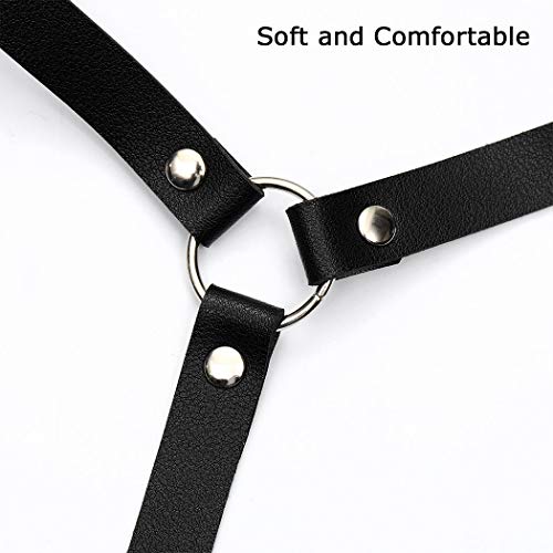 BODIY Plus Size Harness Punk Leather Black Harness Belts Women Fashion Body Harness for Women - color: Black