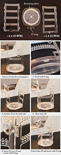 Sooyee 360 Rotating Earring Holder and Jewelry Organizer, Clear | 4 Tiers Earring Storage Display Classic Stand, 156 Holes and 160 Grooves for Necklaces Earrings Piercings - color: Clear