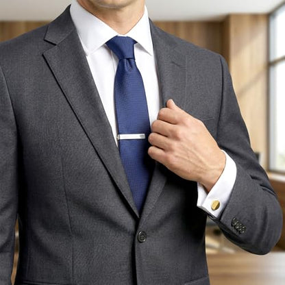 3Pcs Gold Tie Clip and Cufflink Set for Men - color: Silver
