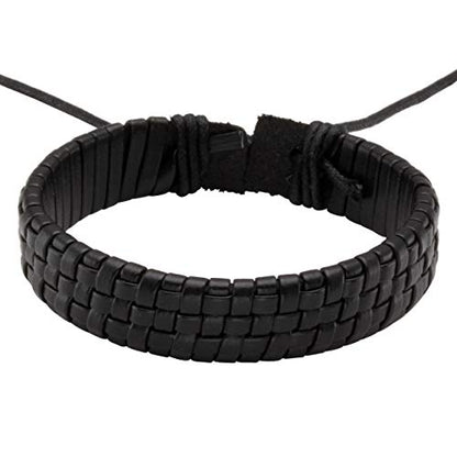 Leather Braided Bracelet Cuff Wrap Wristband for Men Women Adjustable - color: B:6pcs