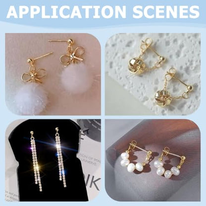 UNICRAFTALE About 30Pcs Real 24K Gold Plated Stud Earring Findings 15x7mm Golden Ball Post Stud Earrings with Ear Nuts and Loop Earring Findings Earrings Component for DIY Jewellery Making - color: Golden