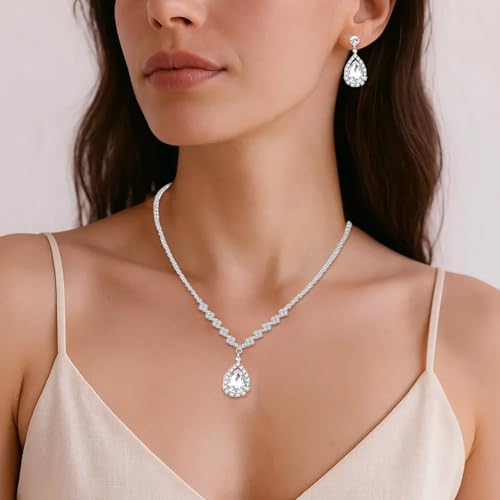 NEWITIN 13 Pieces Silver Jewelry Set for Women Stainless Steel Cuban Link Necklaces Bracelets Earrings Watch Ring Bling Cubic Zirconia Cuban Jewelry Set for Women Men - color: Silver Jewelry Set B